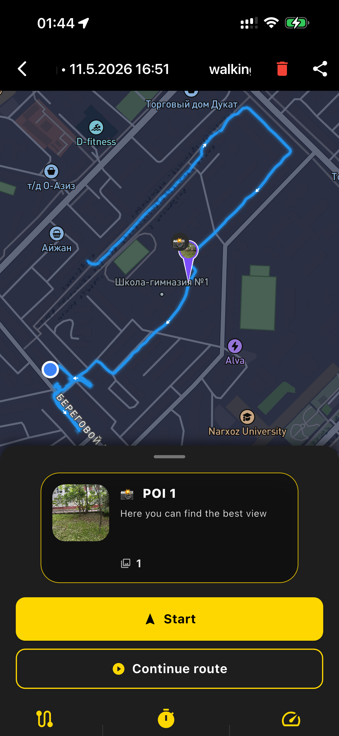 Routes with POI